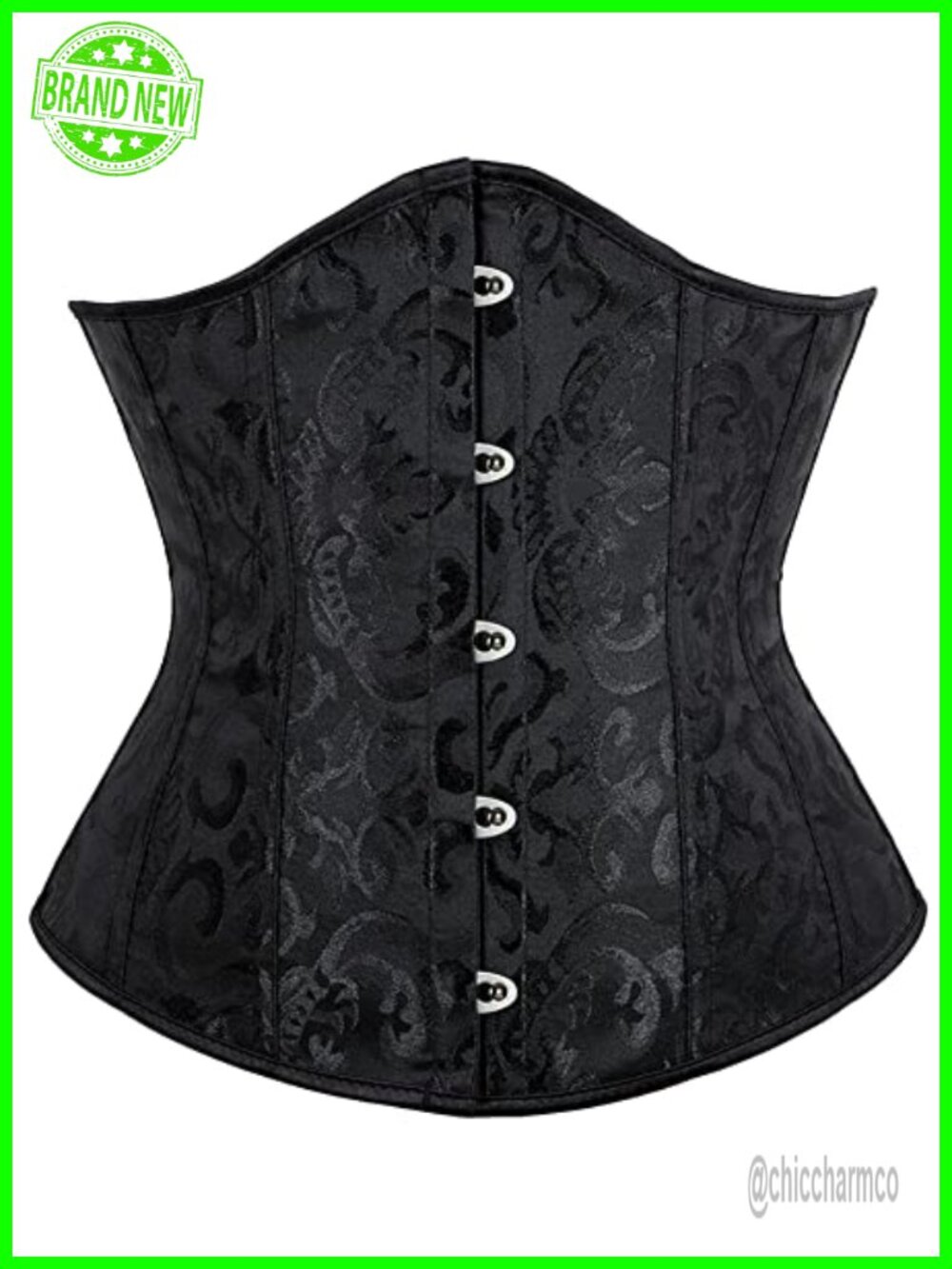 Brocade Underbust Corset Steel Boned Waist Trainer Lace Up Bustier
